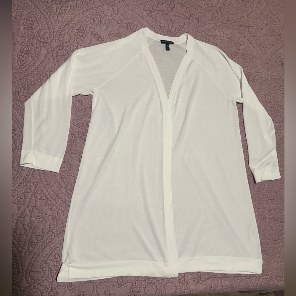 Eileen Fisher, white, long open cardigan - Picture 4 of 12